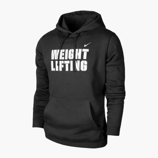 Nike Men s Weightlifting Stacked Club Fleece Hoodie Dark Gray